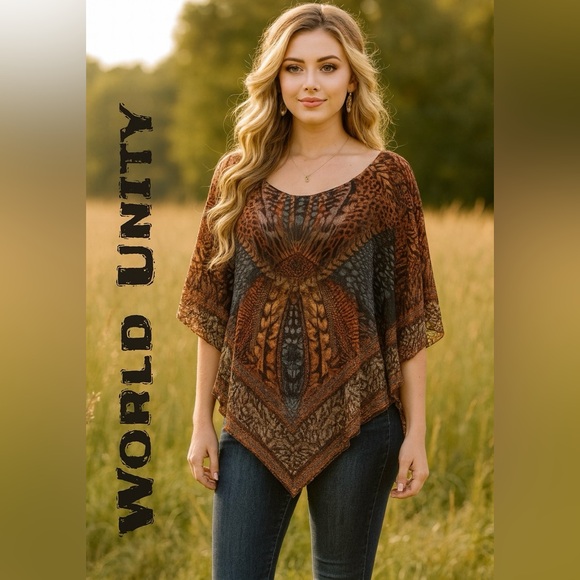 World unity Tops - World Unity Women's Multicolor Poncho Top